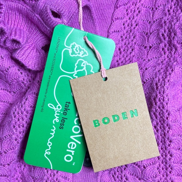 Boden Tia Pointelle Ruffle Frilled Cardigan Sweater Pink coquette Cottagecore - Picture 5 of 11